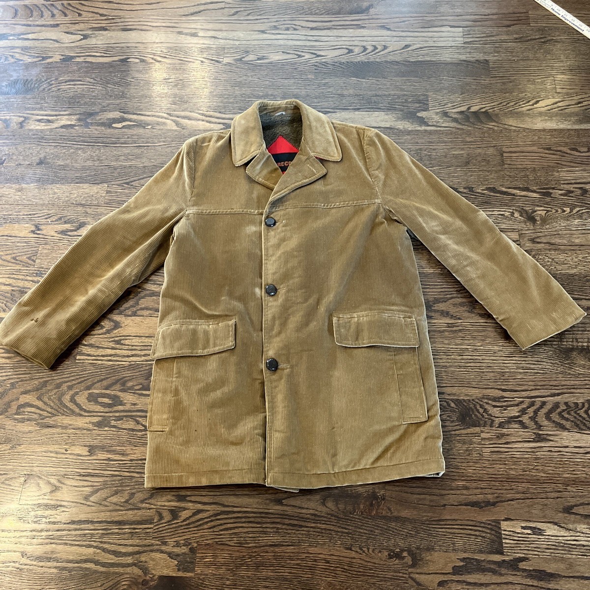 Vintage 70s Style McGregor Tan Corduroy Midi Trench Coat Jacket