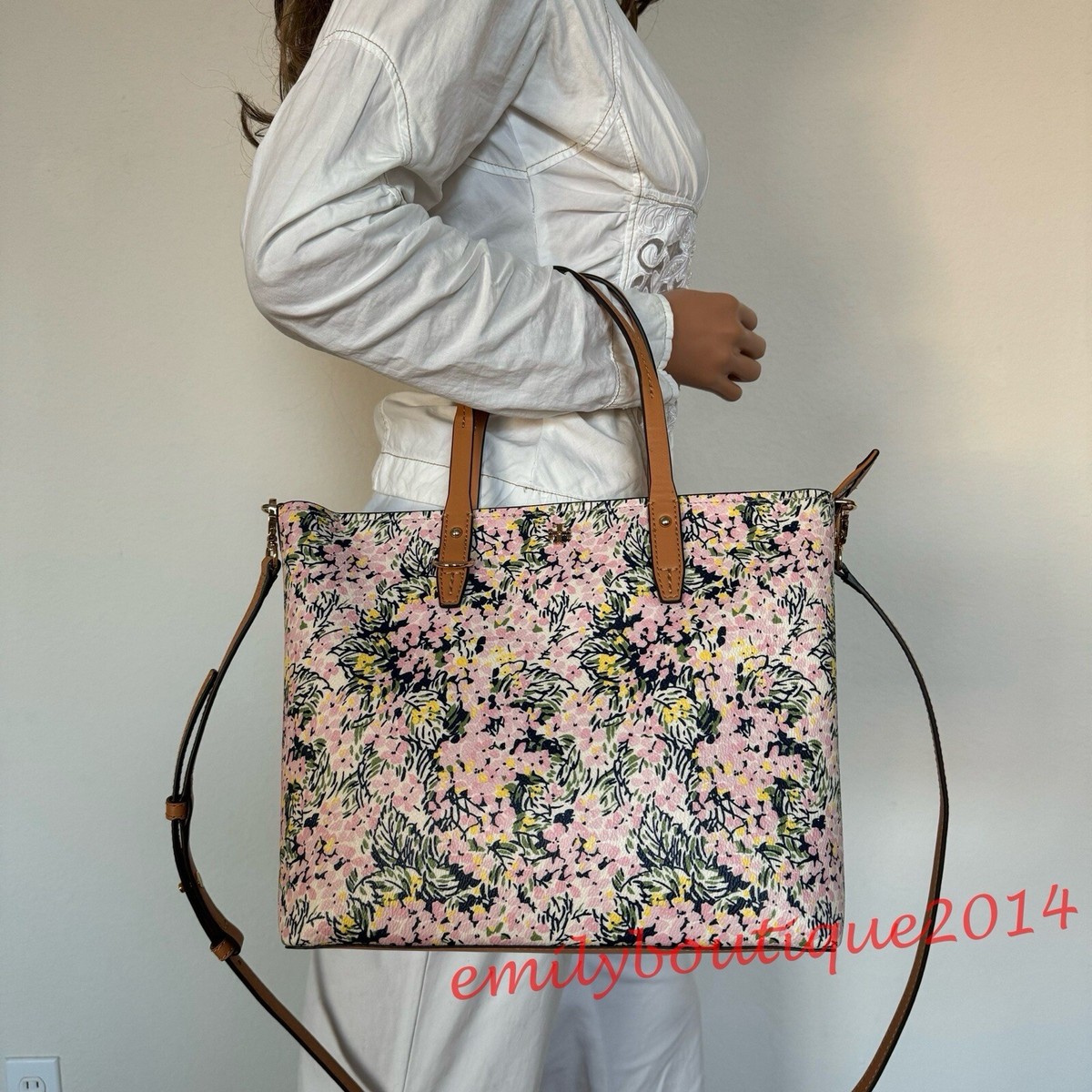 NWT Tory Burch 73098 Kerrington Small Zip Flower Field Tote