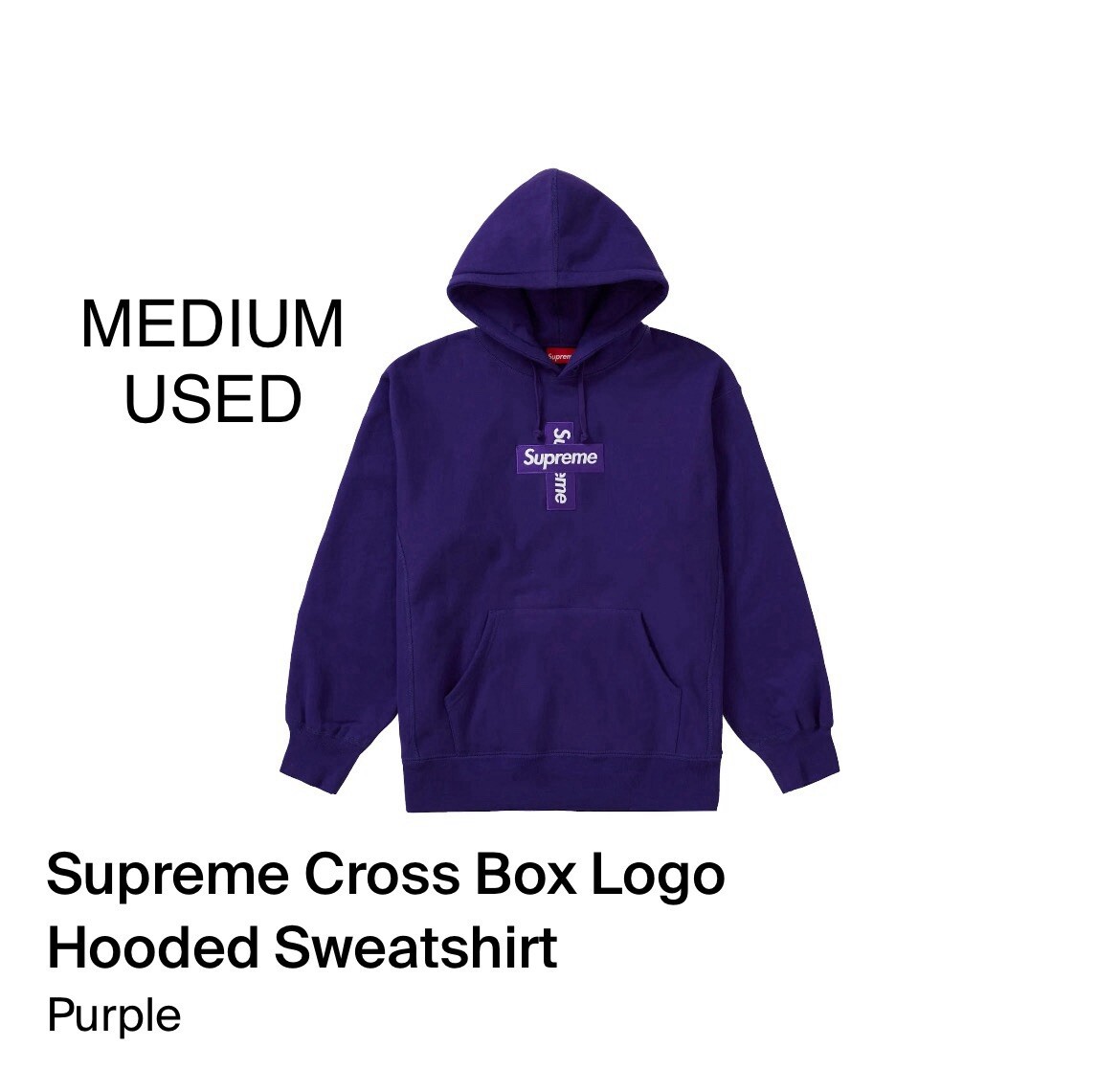 Supreme Cross Box Logo Hoodie Size Medium Hooded Sweatshirt Purple
