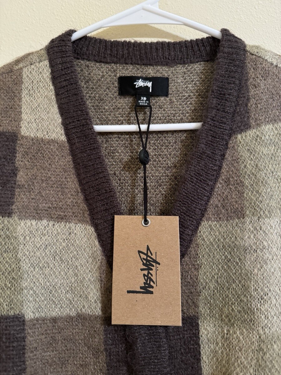 Stussy New Wobbly Check Sweater Vest Brown XS | eBay