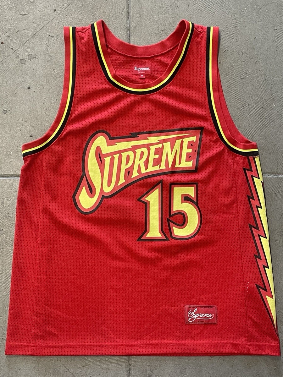 SUPREME Red M Bolt Basketball Jersey SS18 Y2k Streetwear 15 | eBay
