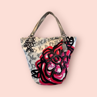 COACH Vintage Y2K Poppy Graffiti Bella Glam Large Tote Shoulder