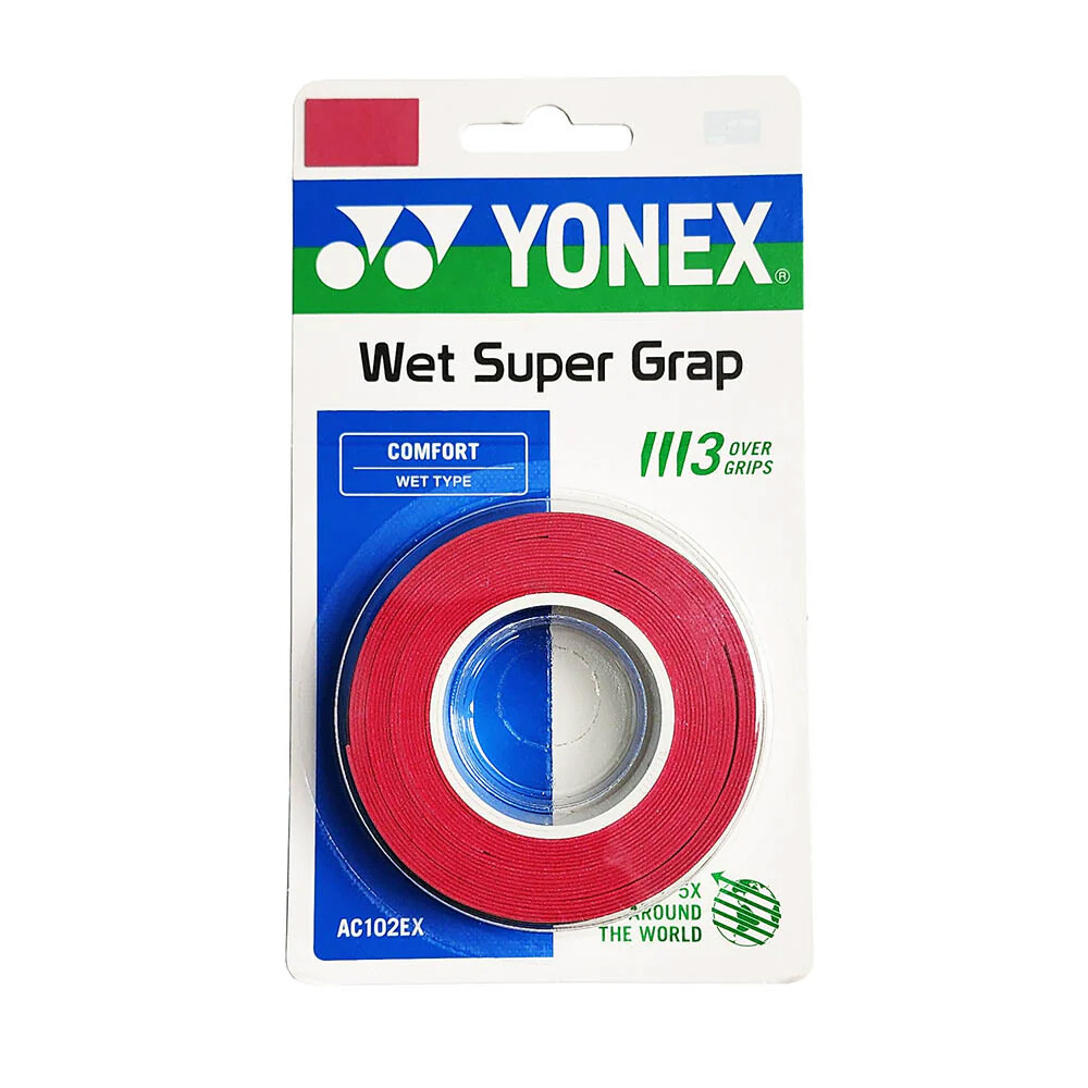 YONEX WET SUPER GRAP GRIP 3 PACK (GREEN, WHITE, YELLOW, BLACK, RED