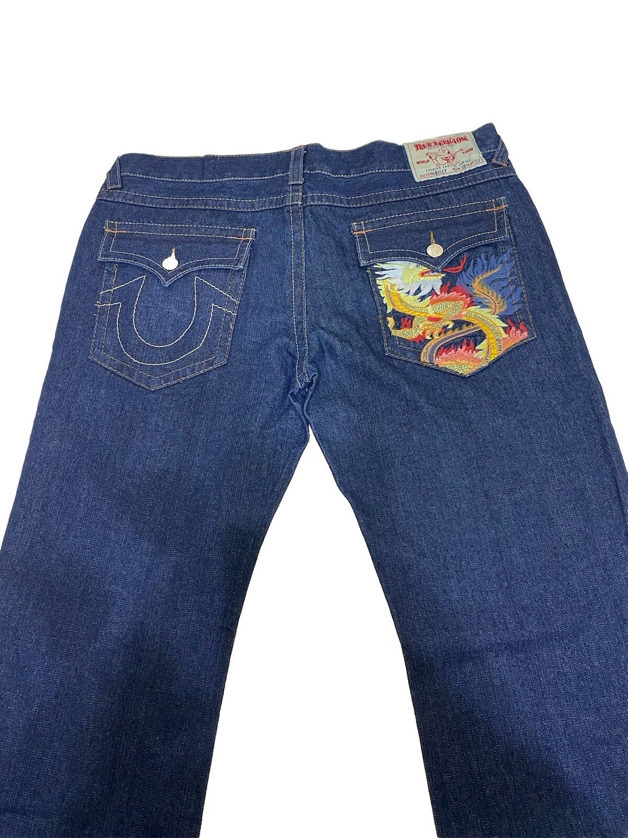 Vintage Y2k True Religion Blue Jeans Billy Embroidered Dragon