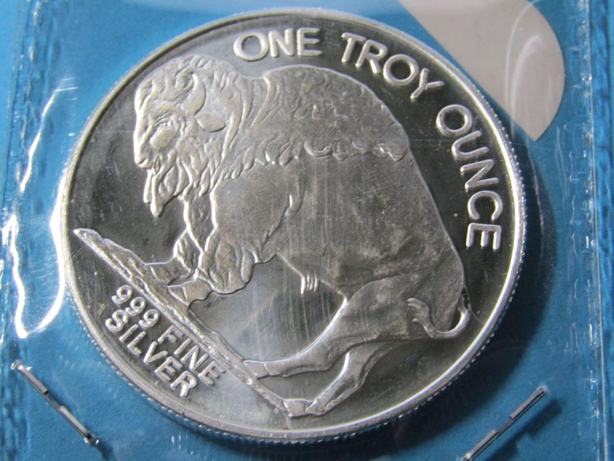 1 oz Silver Round Buffalo Design .9999 Fine #99 Rotated Die Error