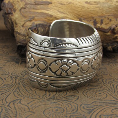 Navajo Bold Stamped Heavy Sterling Silver Cuff by Gilbert Begay | eBay