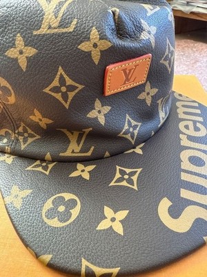 Supreme Louis Vuitton Monogram Hat Cap Goat Leather MP1879 Brown
