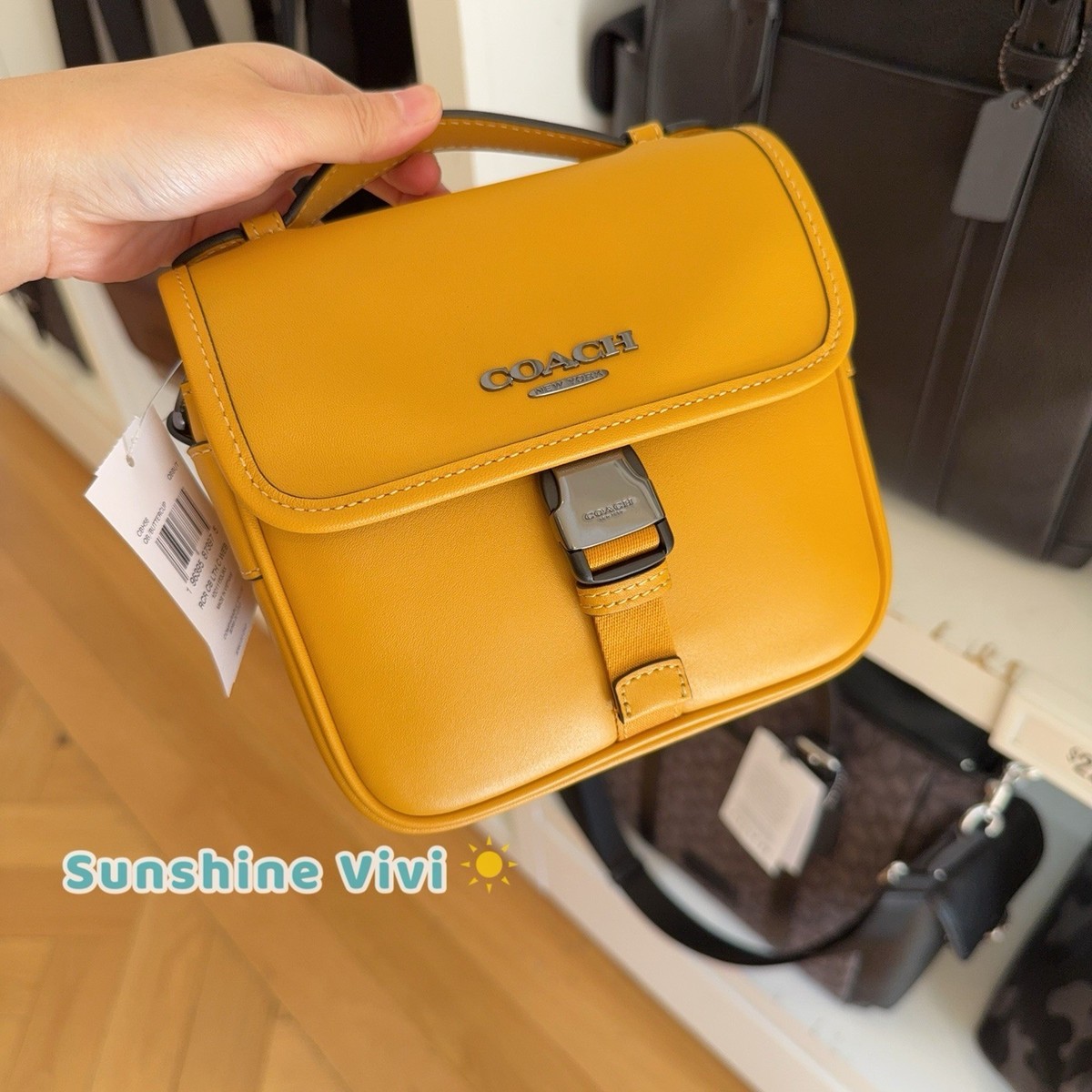 NWT COACH Racer Crossbody Bag Black Antique Nickel/Buttercup