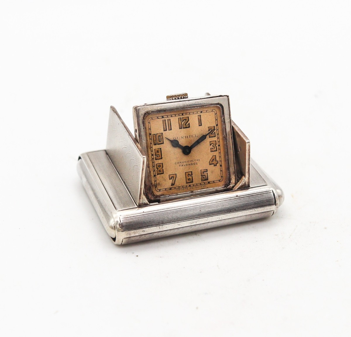 Alfred Dunhill 1928 Art Deco La Captive Squeeze Travel Clock In