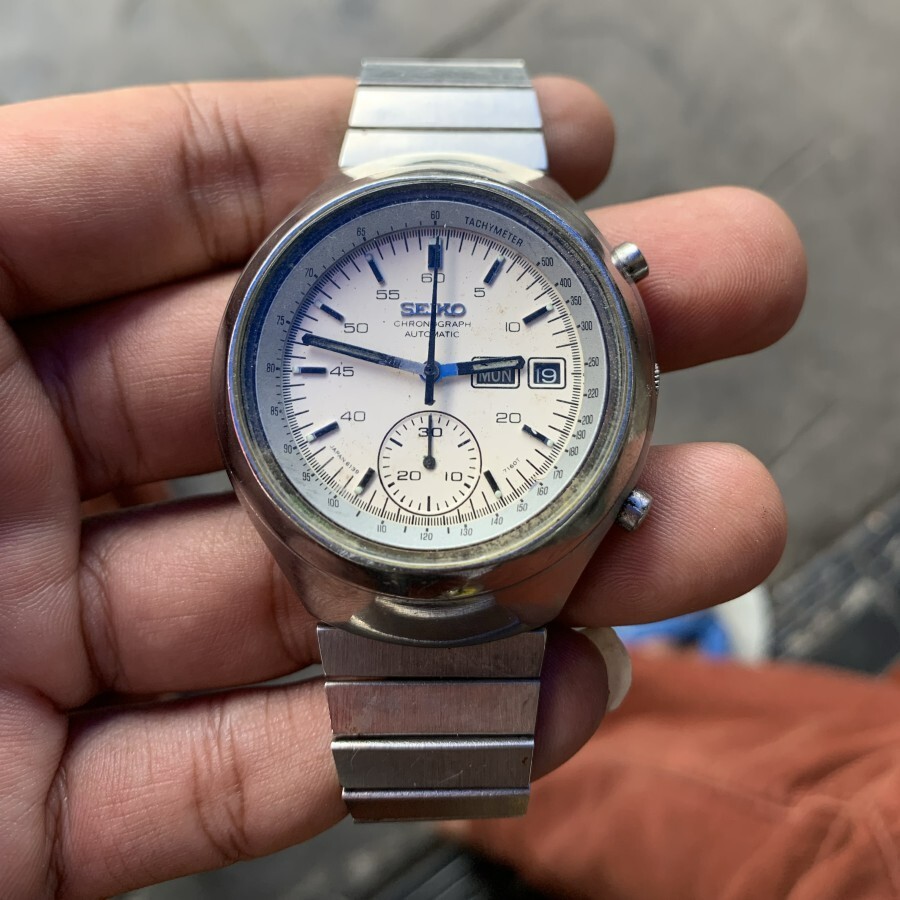 RARE Seiko Chronograph Automatic 6139-7100 Helmet Day Date VIntage