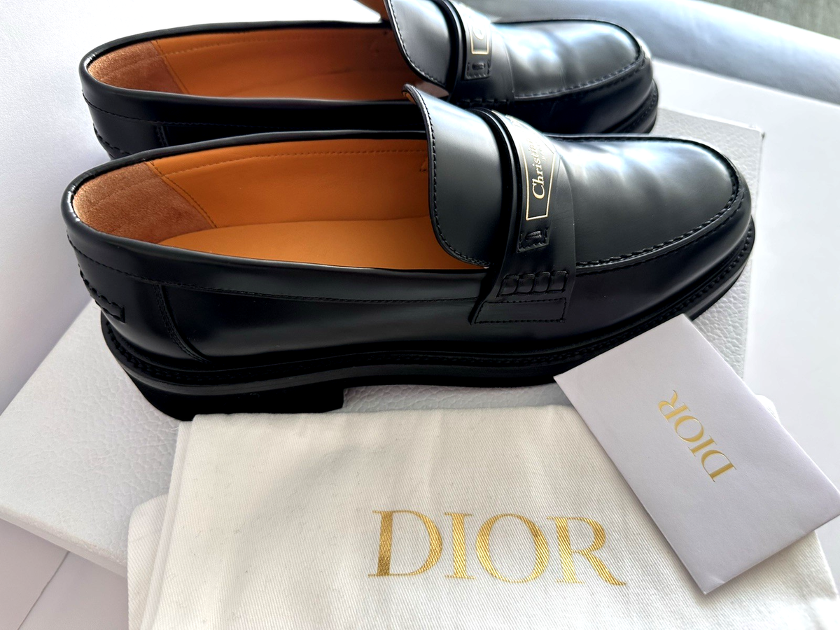 NEW Christian Dior Boy Black Loafers in Brush Calfskin 39 9 | eBay
