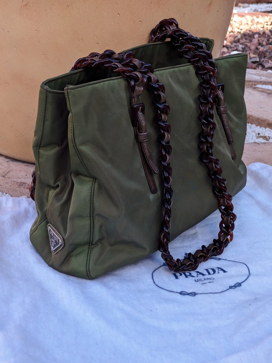 Vintage Prada nylon tessuto Acrylic Chain Tote bag | eBay