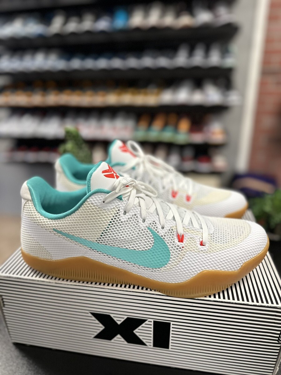 Size 13 - Nike Kobe 11 EM Low Summer 2016 Miami White Teal 836183