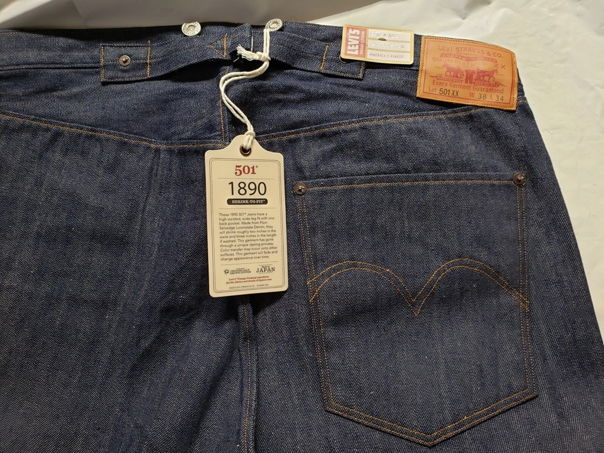 $395 LVC LEVI'S 1890 501 xx Japanese Selvedge Raw 1933 1937 Men's