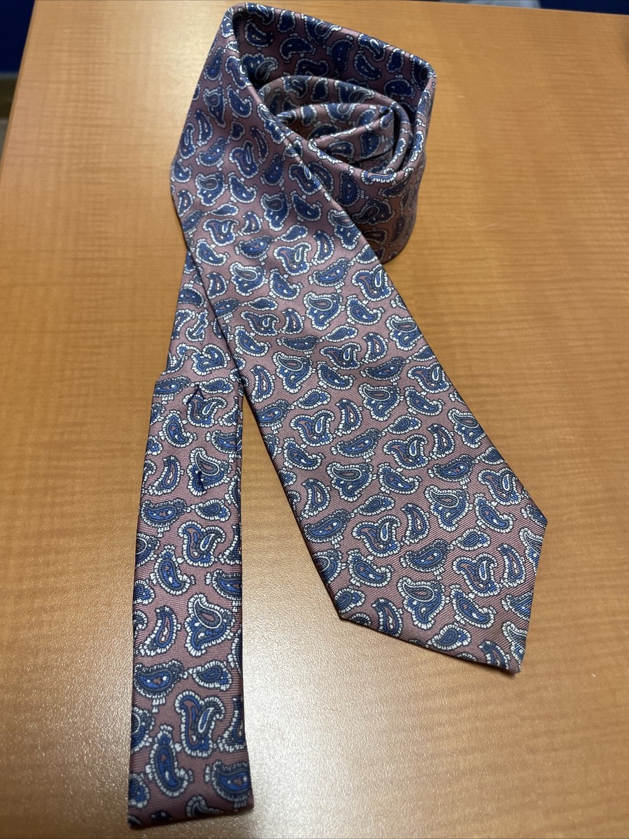 Vintage YSL Yves Saint Laurent Paris Cravates Silk Tie Mauve Blue