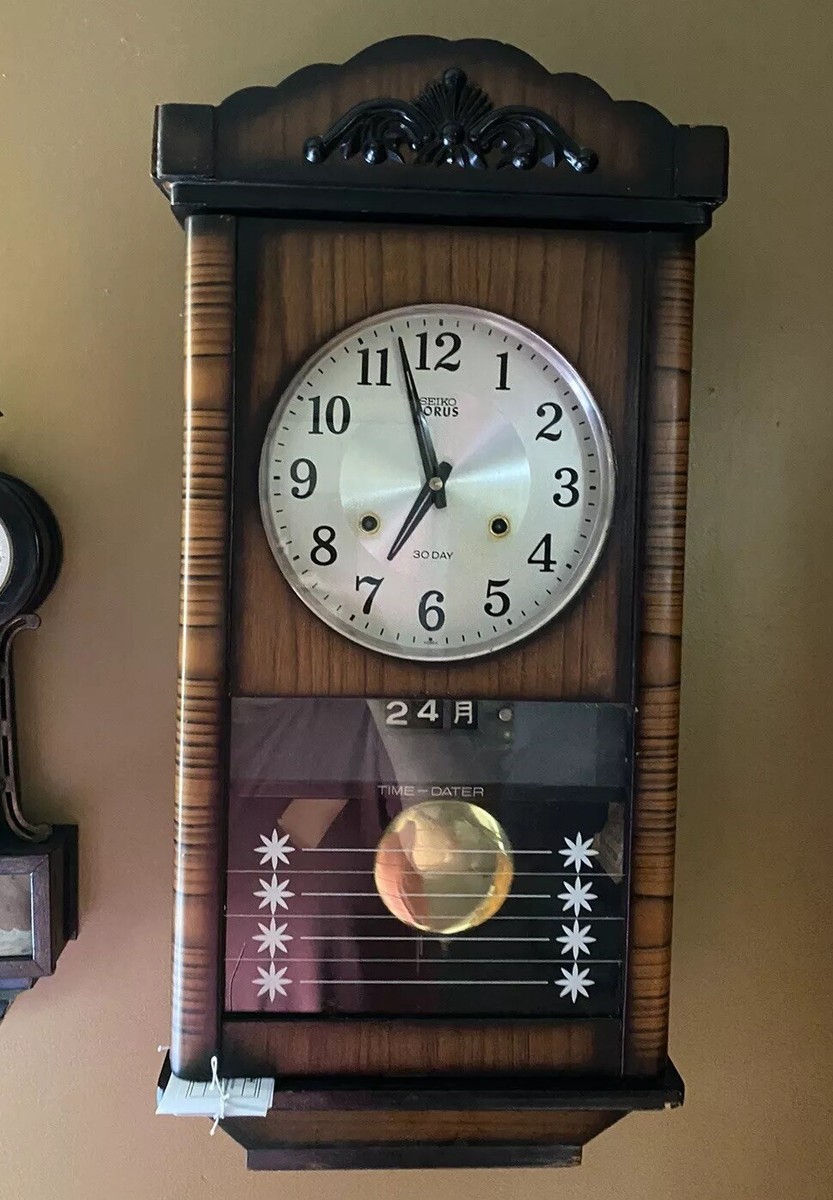VTG SEIKO LORUS 30-Day Wall Clock Japan TIME-DATER Pendulum Wind