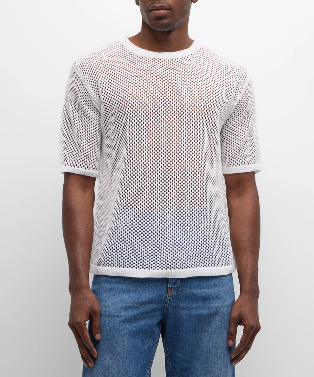 DRIES VAN NOTEN T Shirt Short Sleeve Mesh White Cotton Size S | eBay