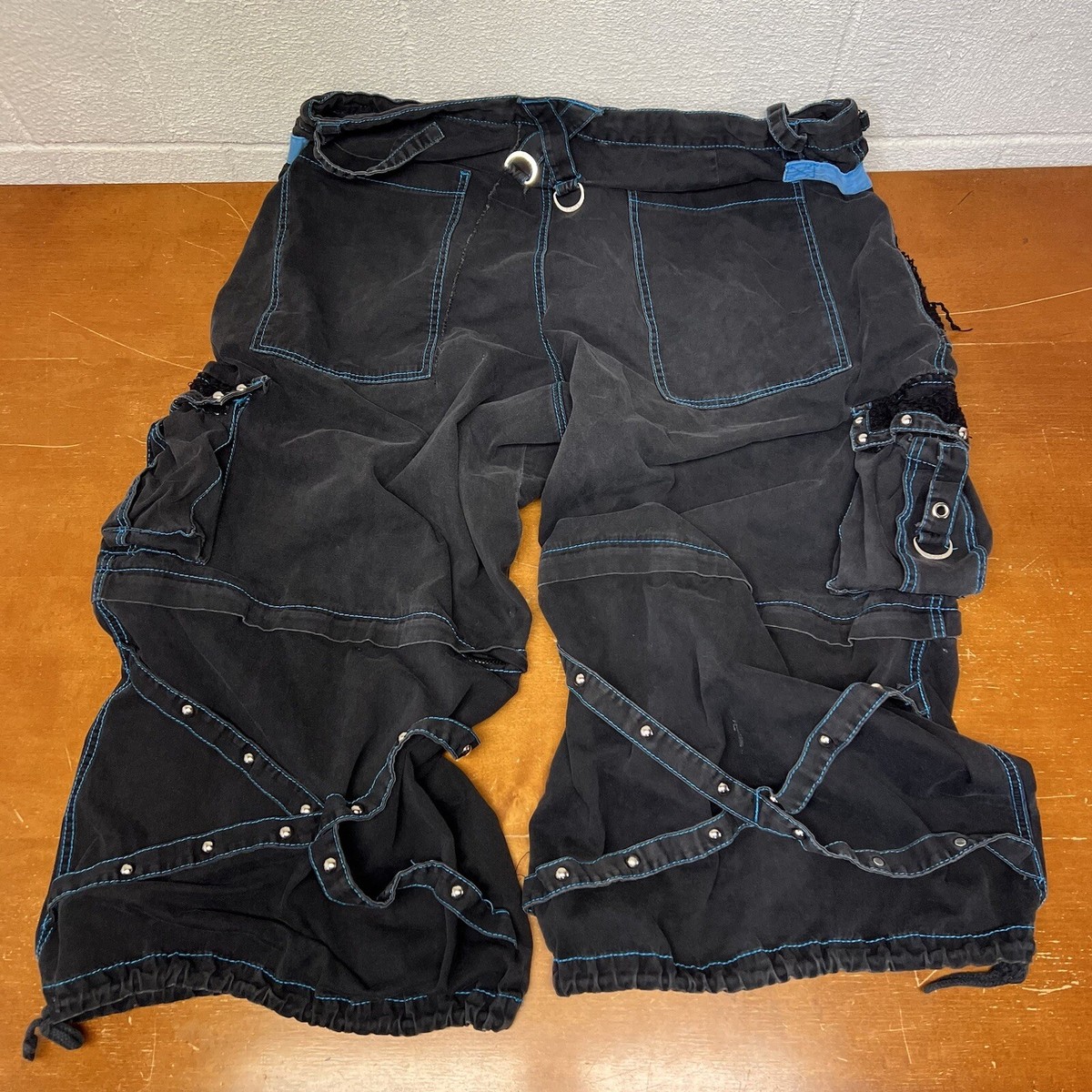 VTG Tripp NYC Pants Mens 3XL Black Grommets Goth Punk Bondage Rave