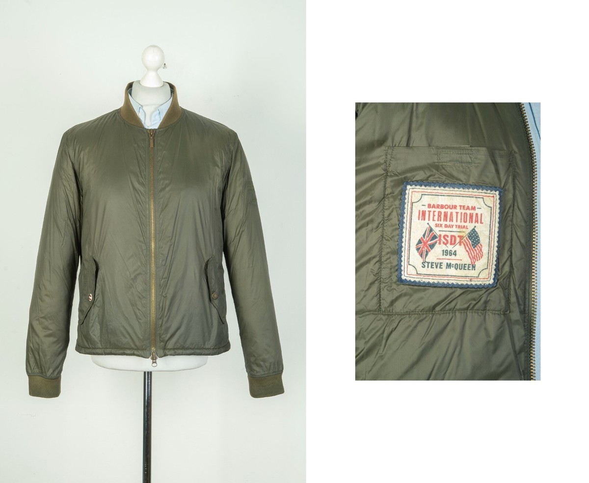 Men's Barbour International Steve McQueen Oil Field Olive Bomber