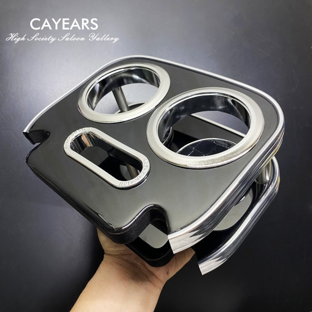Chrome Piano Black Cup Holder VIP Car Center Desk Table Fit For