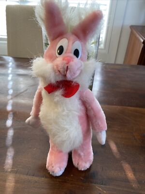 Vintage 1980's Plush Pink Bunny Rabbit 13” Carnival Prize Plush