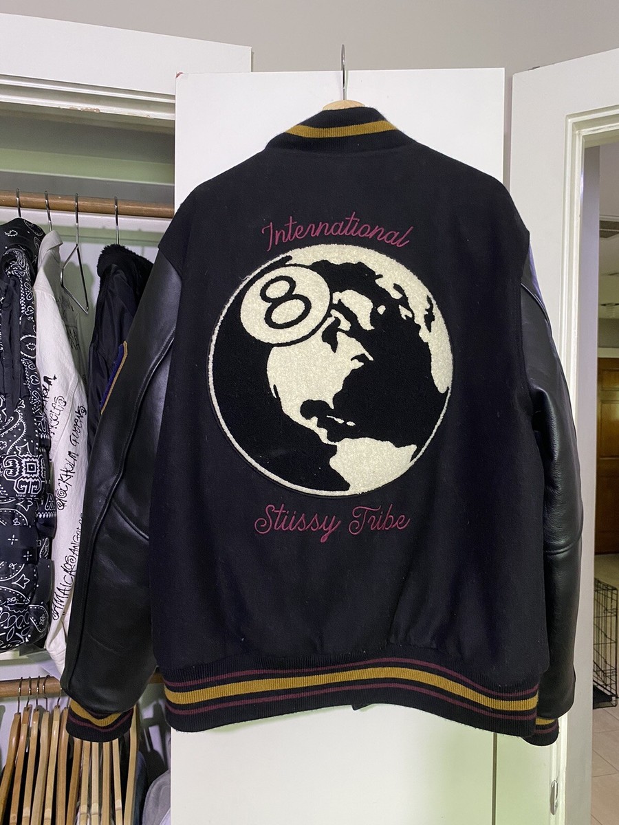 Stussy 40th Anniversary IST Varsity Black Leather Jacket Mens Size