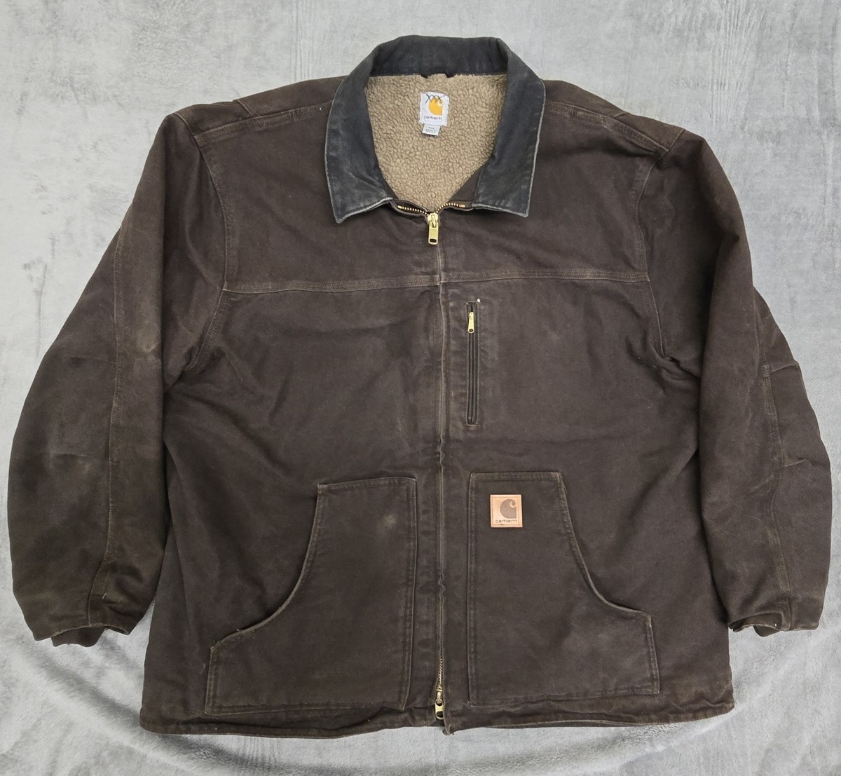 Carhartt Dark Brown C61 Sandstone Ridge Jacket Size 2XL Sherpa