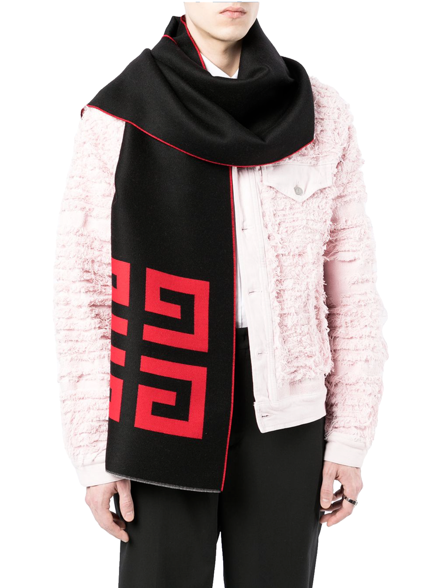 GIVENCHY Unisex Wool Silk 4G Logo Scarf Schal Mufflers Stola Tuch