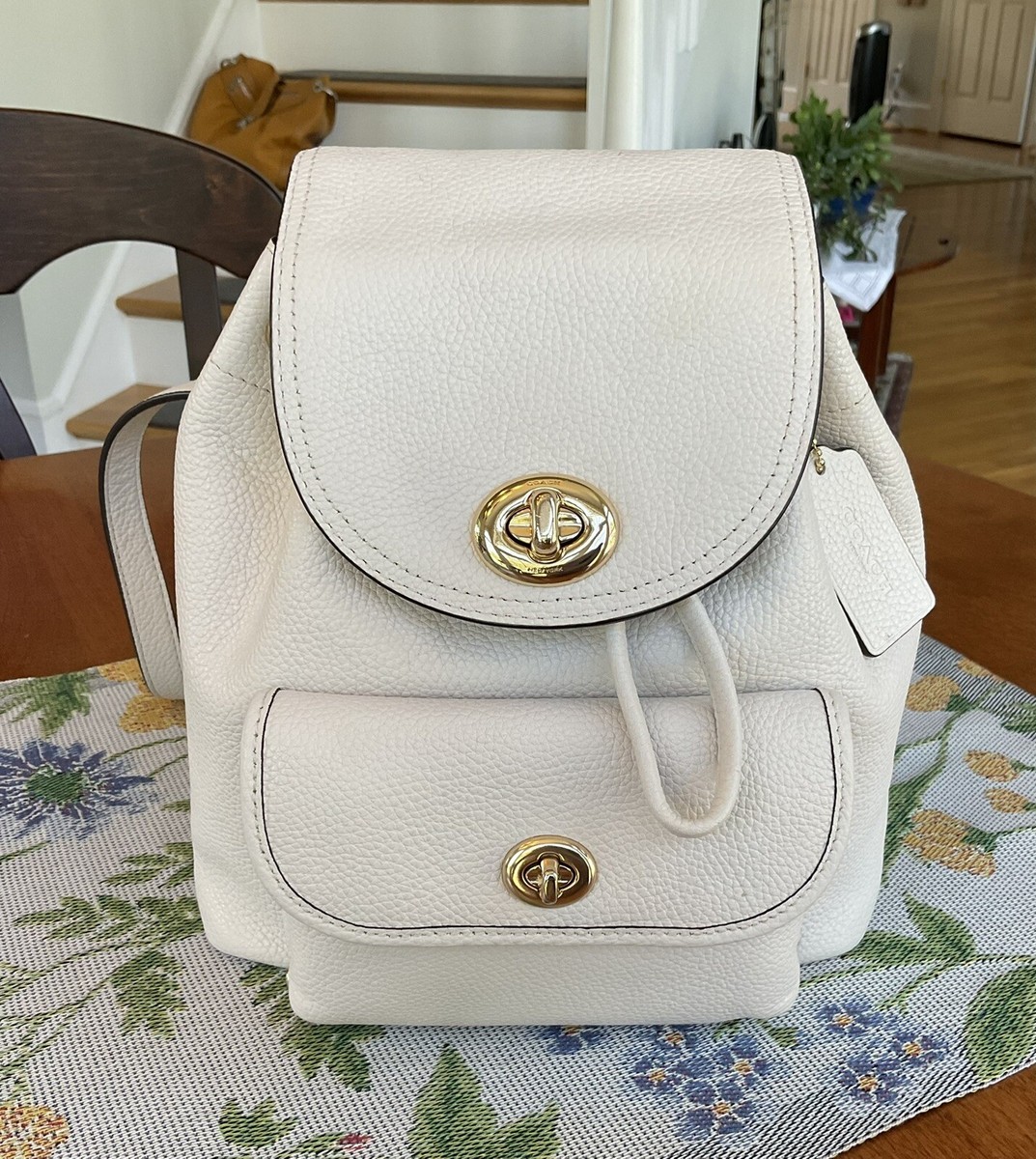 COACH Mini Turnlock Rucksack Backpack In Chalk | eBay