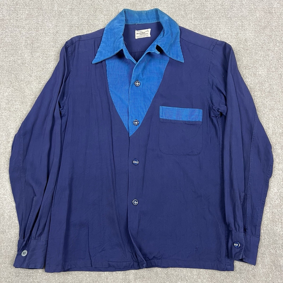 Vintage 50s Mohawk Gabardine Rayon Corduroy Button Up Shirt Men