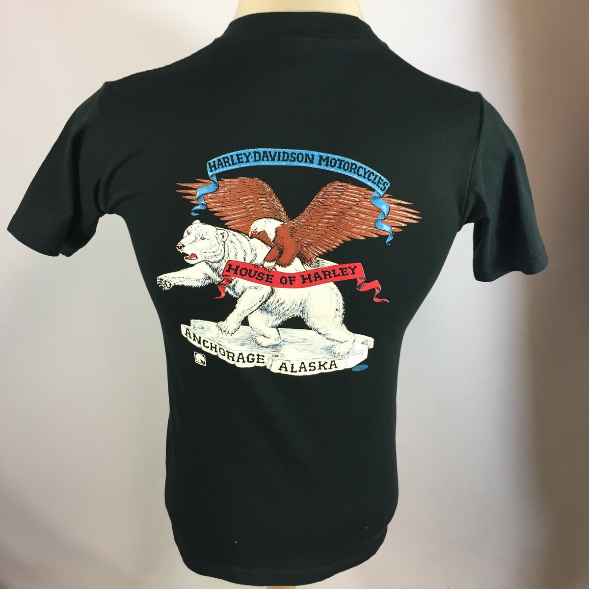 Vintage 80s 90s Alaska Harley Davidson Bear Motorcycle T Shirt