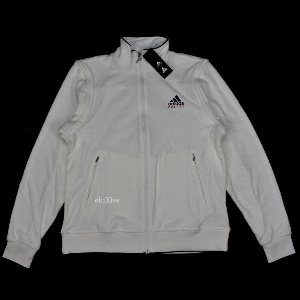 NWT Palace Adidas Men's White Towel Knit Zipper Sleeve Track
