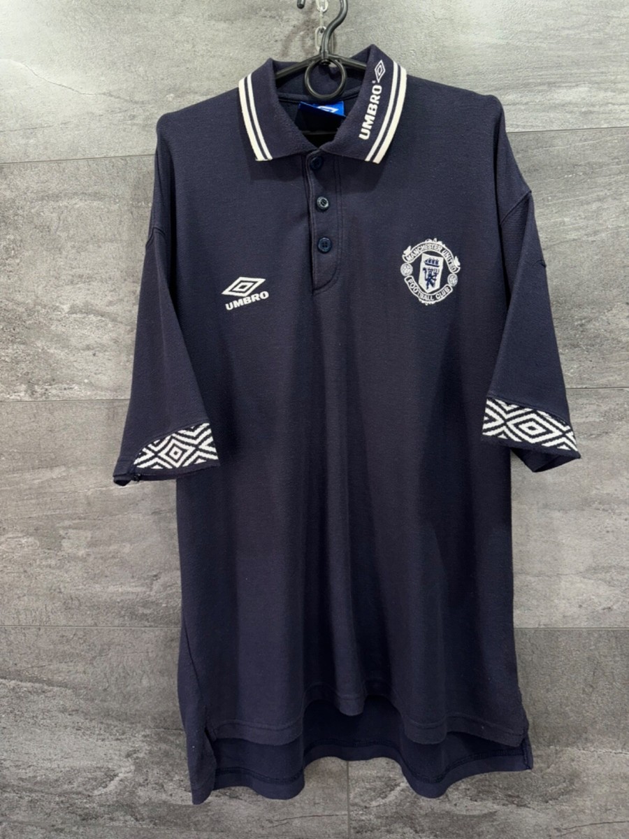 Vintage 90s Umbro Manchester United Shirt Football Navy Blue Size