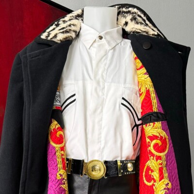 GIANNI VERSACE Pea Coat Wool Quilted w/ Fur Collar from F/W 1992