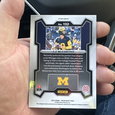 2024 PANINI PRIZM DRAFT PICKS JJ McCARTHY RED CRACKED ICE ROOKIE