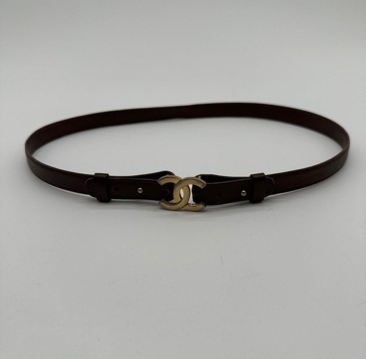 Vintage Brown Chanel Leather Belt With Gold buckle | eBay