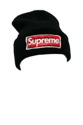 Supreme Beanie Black with leather Supreme Patch | eBay