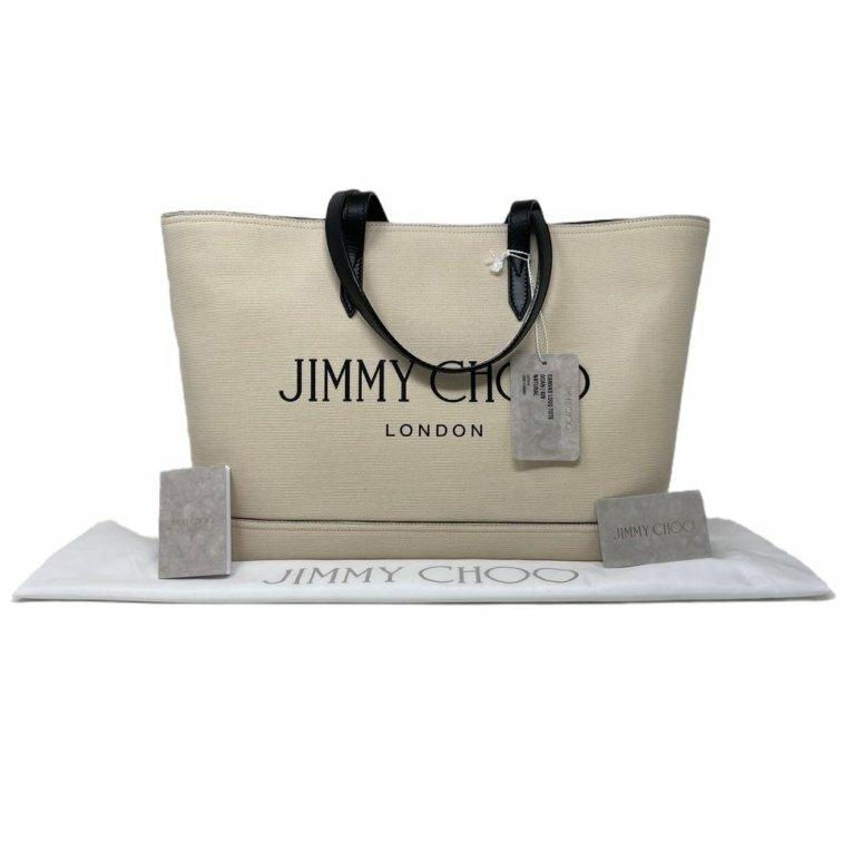 Jimmy Choo Shoulder Bag New Printed Logo Beige Canvas Tote | eBay
