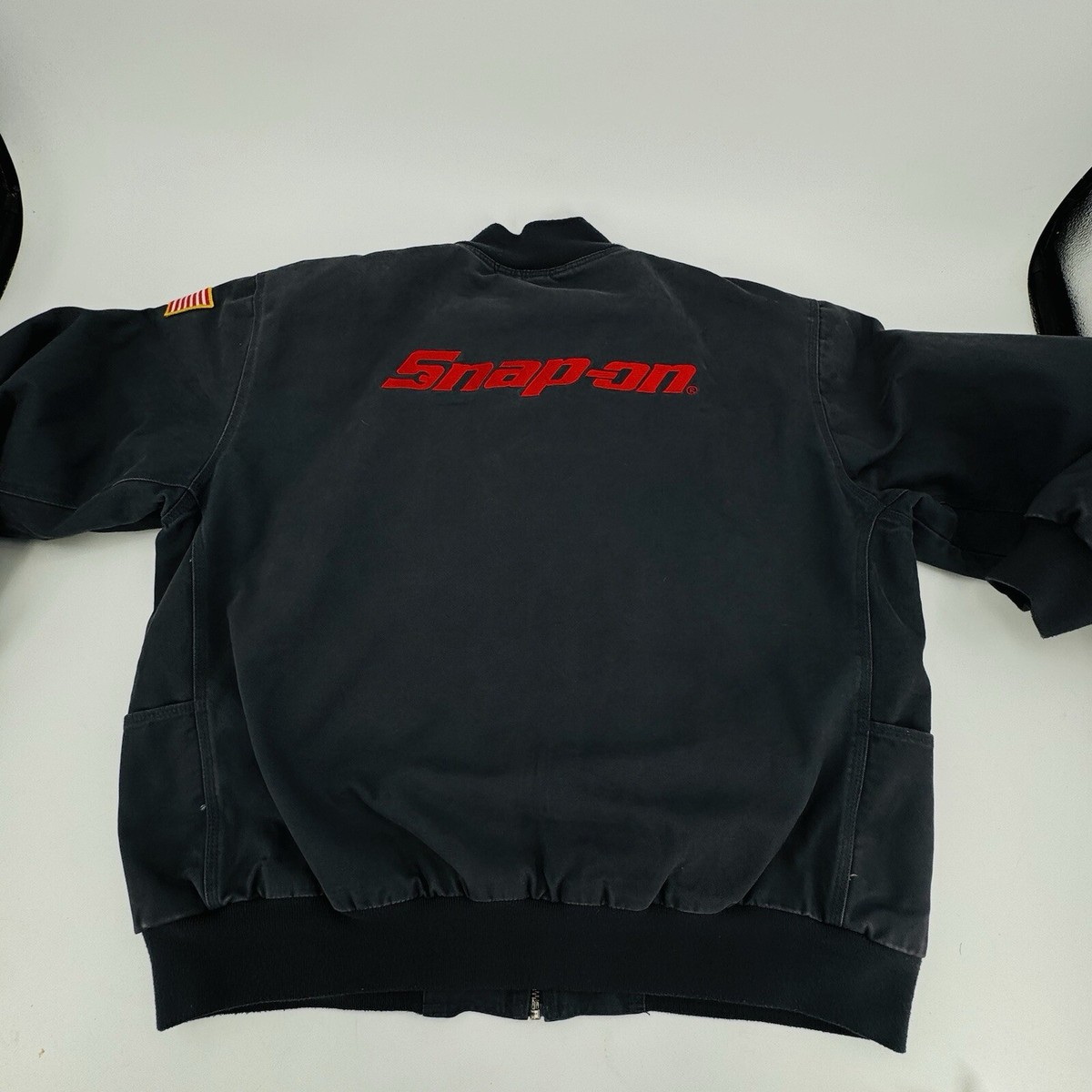 Snap-On Duck Canvas American Flag Grey Full Zip Workwear Jacket