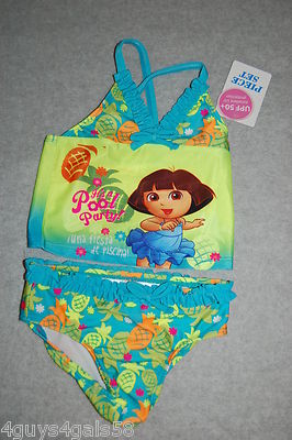 Toddler Girls Swimsuit DORA TANKINI SET Green Teal UNA FIESTA de