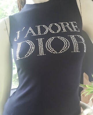 Christian Dior Vintage Rhinestone DIOR￼J'ADORE 1947 Tank cotton