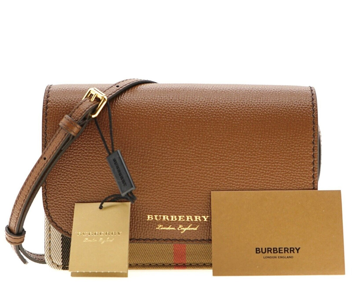 Burberry Crossbody Hampshire House Check Derby Tan 80628091 | eBay