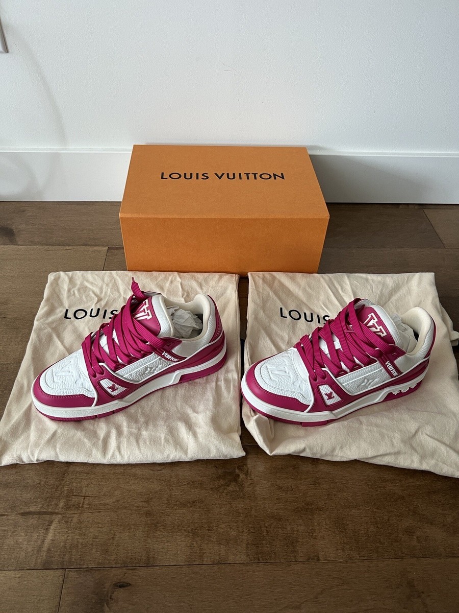 BRAND NEW Louis Vuitton Trainer Low White Fuchsia LV 2 US 3 Virgil
