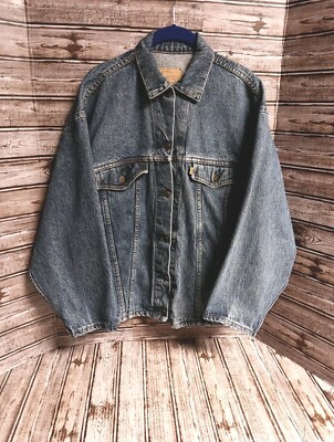 Vintage 80's Levi's Denim Trucker Jacket Acid Wash Galactic Men's