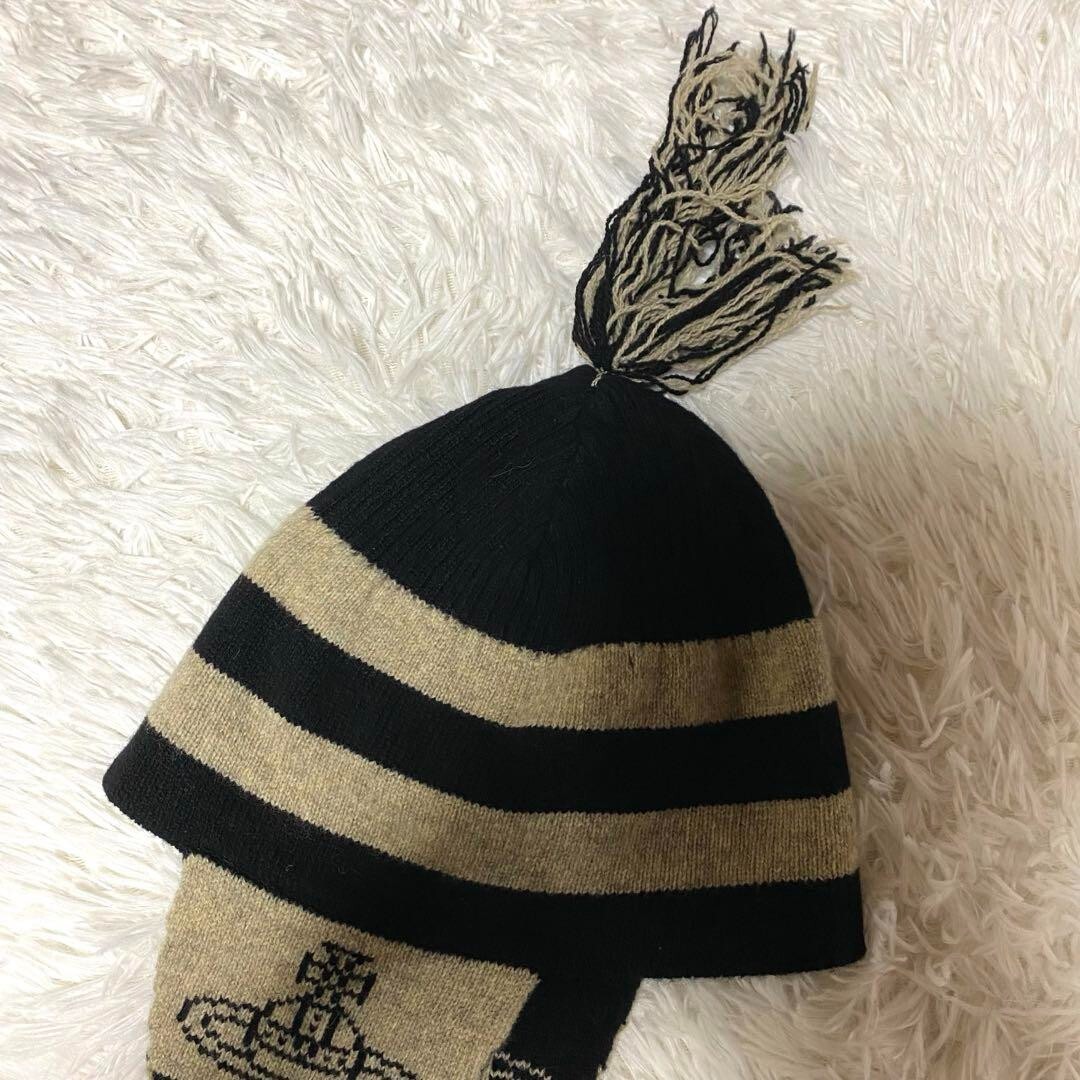 Vivienne Westwood Ear Knit Hat color White Black orb logo fashion