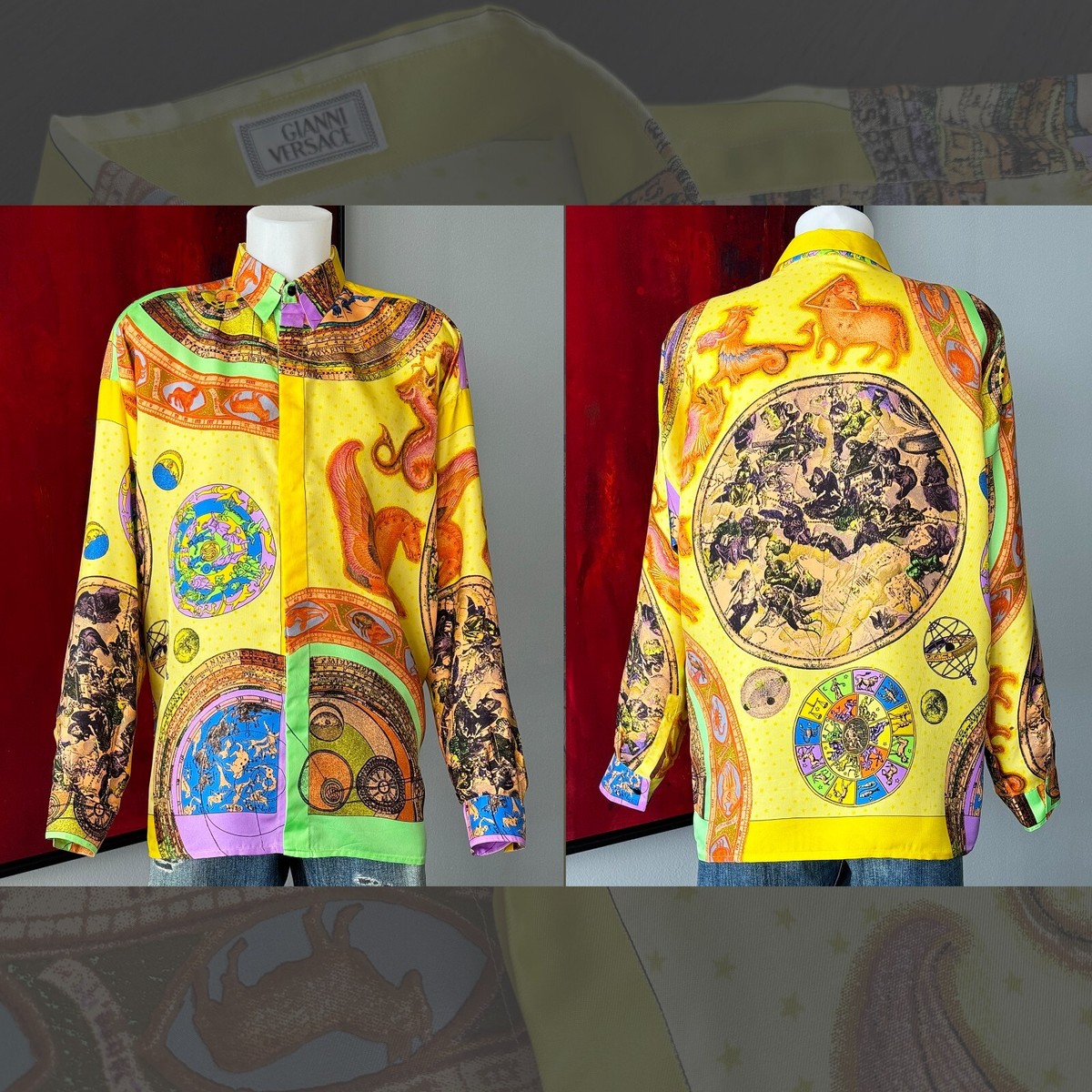 GIANNI VERSACE silk shirt Astrology print size IT 50 from S/S 1992