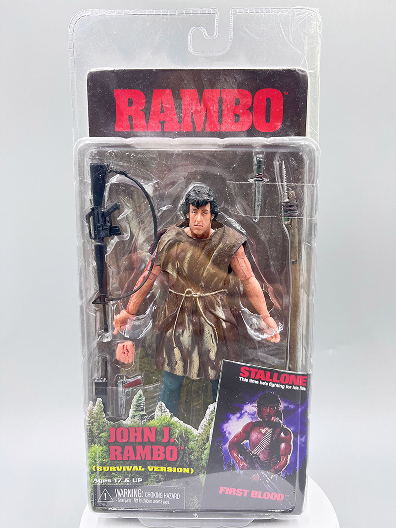 NECA First Blood John J. RAMBO Stallone In Poncho BAMF 6.3