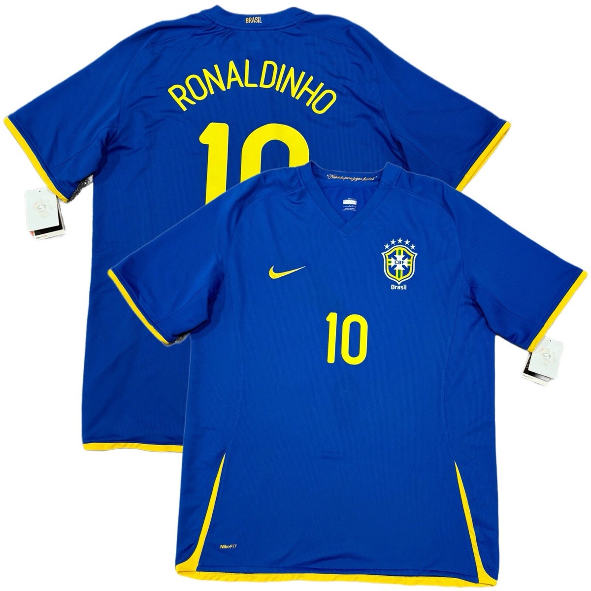 2008/09 Brazil Away Jersey #10 Ronaldinho XL NIKE Soccer Football