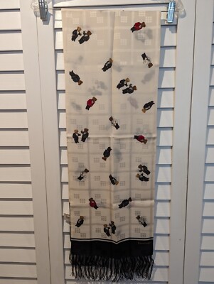 Vintage Ralph Lauren Bear Martini Party 100% Silk Scarf-Japan