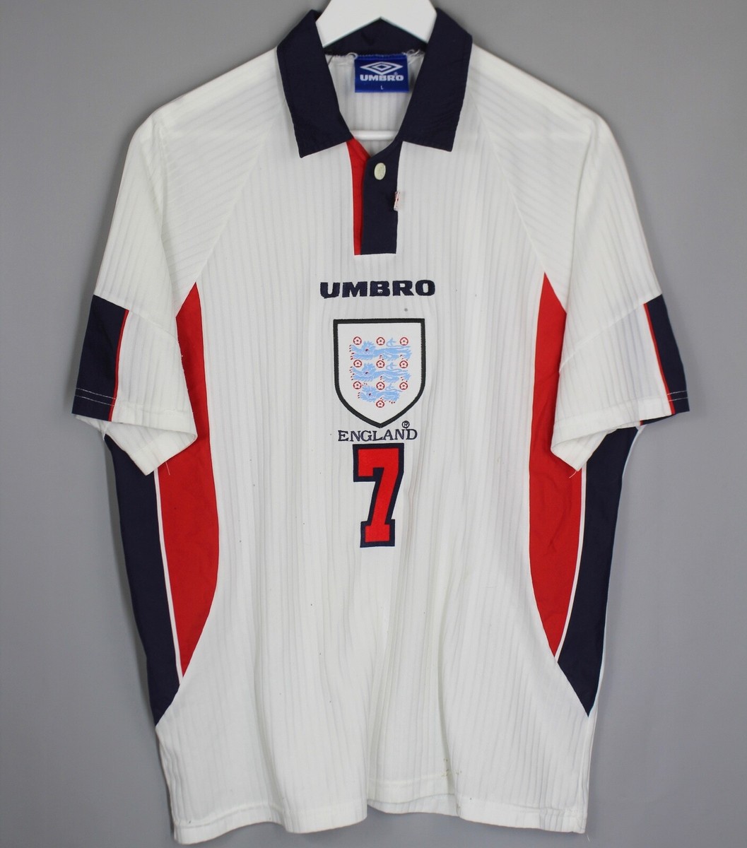 ENGLAND NATIONAL TEAM 1997 1998 HOME FOOTBALL SHIRT JERSEY #7